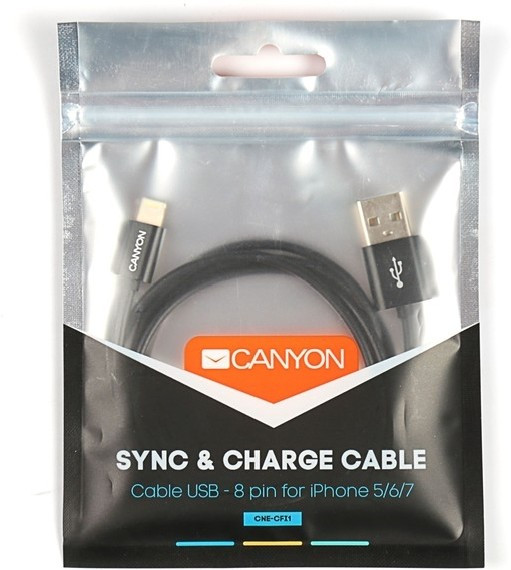 Кабель Canyon USB - Lightning 1 м CNE-CFI1B - фото 3 - id-p94748851