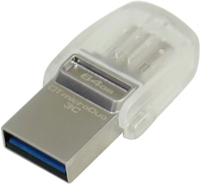 USB Flash карта Kingston DTDUO3C/64GB 64Gb серебристый