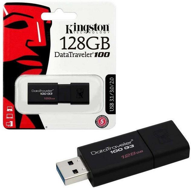USB Flash карта Kingston DT100G3/128GB 128Gb черный - фото 1 - id-p94747207