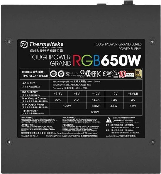 Блок питания Thermaltake Toughpower Grand RGB Gold RGB Sync Edition 650W - фото 4 - id-p94747483
