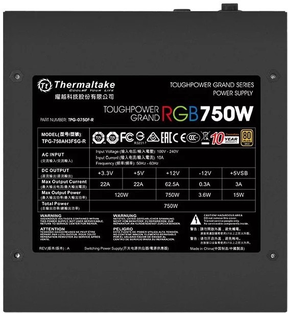 Блок питания Thermaltake Toughpower Grand RGB ATX 750W - фото 3 - id-p94747485