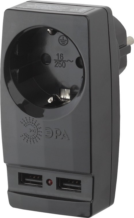 Сетевой фильтр ЭРА SP-1E-USB-B черный - фото 1 - id-p94748503