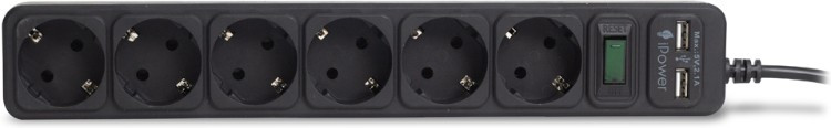 Сетевой фильтр iPower iPEO5m-USB черный 5 м