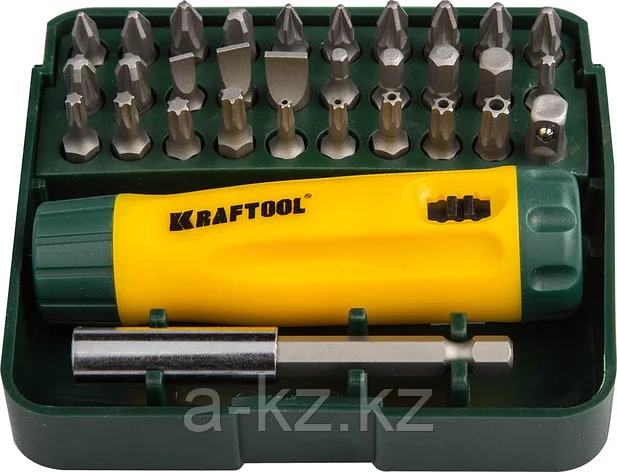 Набор KRAFTOOL Отвертка реверсивная с битами и адаптером, Cr-V, 32 предмета, фото 2