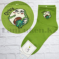 Носки женские хлопковые рисунком Авокадо 36-41 размер CH71138 зеленые
