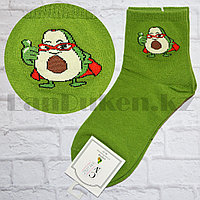 Носки женские хлопковые рисунком Авокадо 36-41 размер CH71140 зеленые