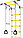 Шведская стенка ROMANA DSK Пристенный с регулировкой, с массажными ступенями белый-желтый, фото 3