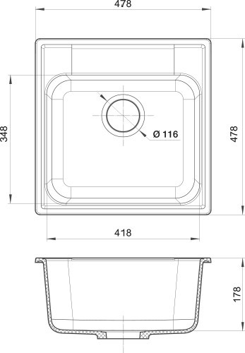 Кухонная мойка GranFest Quarz GF-Z48 бежевый - фото 3 - id-p94786588