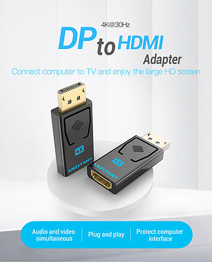 Адаптер Vention Display Port (папа) на Hdmi (мама) Dp to Hdmi, фото 2