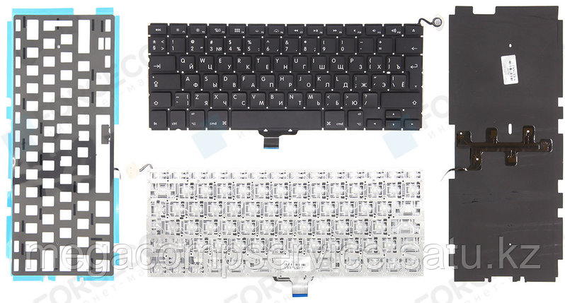 Клавиатура для ноутбука Apple MacBook PRO A1278, RU, большой Enter, подсветка, черная, фото 2