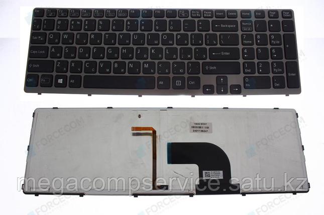 Клавиатура для ноутбука Sony SVE15, RU, с подсветкой, рамка, черная, фото 2