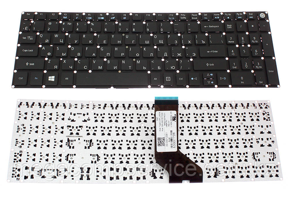 Клавиатура для ноутбука Acer Aspire E5-573, RU, без рамки, черная