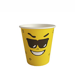 Стакан бумажный для горячих/холодных напитков  "Emoji ЖЕЛТЫЙ" 350мл (12 OZ / D90) (50/1000)