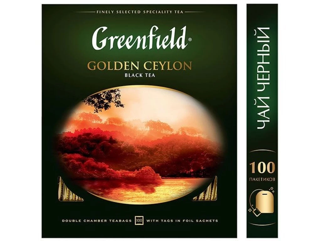 Чай Greenfield Golden Ceylon черный цейлонский, 100 пакетиков