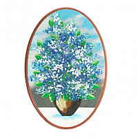 Декоративное панно картина с рисунком из каменной крошки "Голубая сирень" овальное 25х17 см