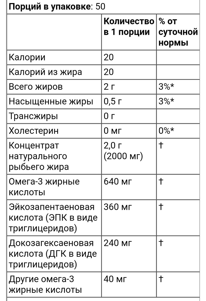 Омега-3, рыбий жир премиального качества, 100 капсул из рыбьего желатина - фото 3 - id-p94849189