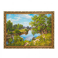 Картина из каменной крошки "Пейзаж с рекой" багет 58х78 см БС5 122419