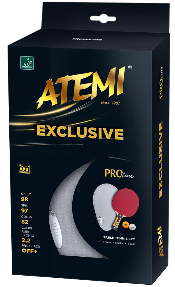 Набор для настольного тенниса Atemi EXCLUSIVE (1ракетка+чехол+2 мяча***)
