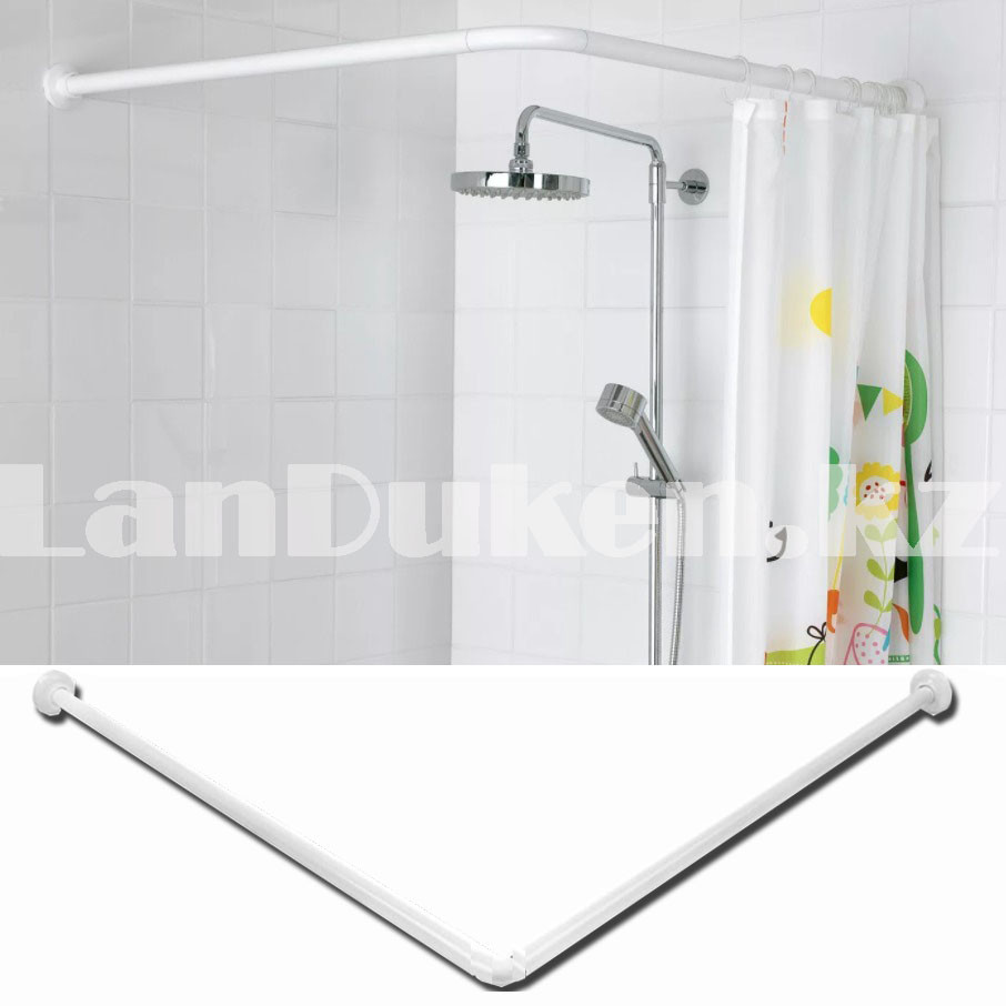 Карниз для ванной комнаты универсальный металлический 90х90х90 см белый - фото 7 - id-p94880868