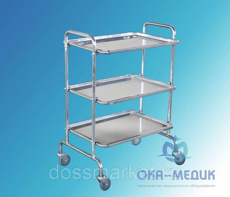 Столик мед. предметный СМп-1-«Ока-Медик» (3 нерж. полки, меб колеса d.50)