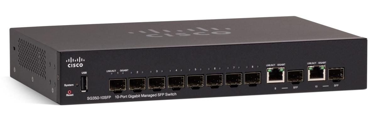 Коммутатор Cisco SG350-10SFP 10-port Gigabit Managed SFP Switch - фото 1 - id-p94890859