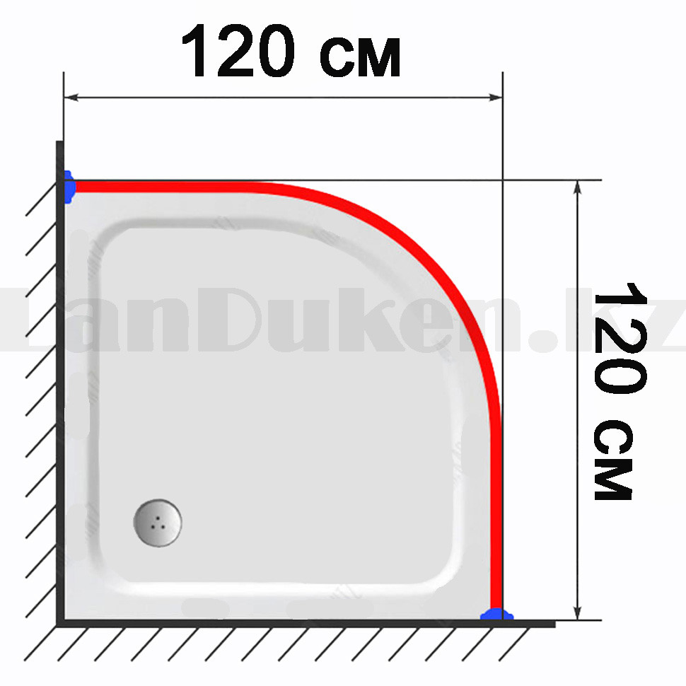 Карниз для ванной овальный металлический 120x120 см 022 белый - фото 2 - id-p94896123