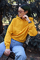 Кроп Худи Женское Oversize. Цвет: Горчичный