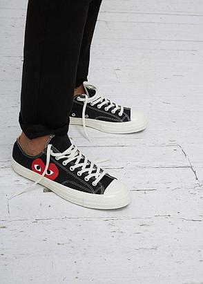 Converse CDG с сердцем черные, фото 2