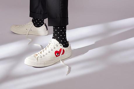 Converse CDG с сердцем белые, фото 2