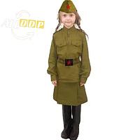 Костюм военный детский карнавальный для девочек защитного цвета