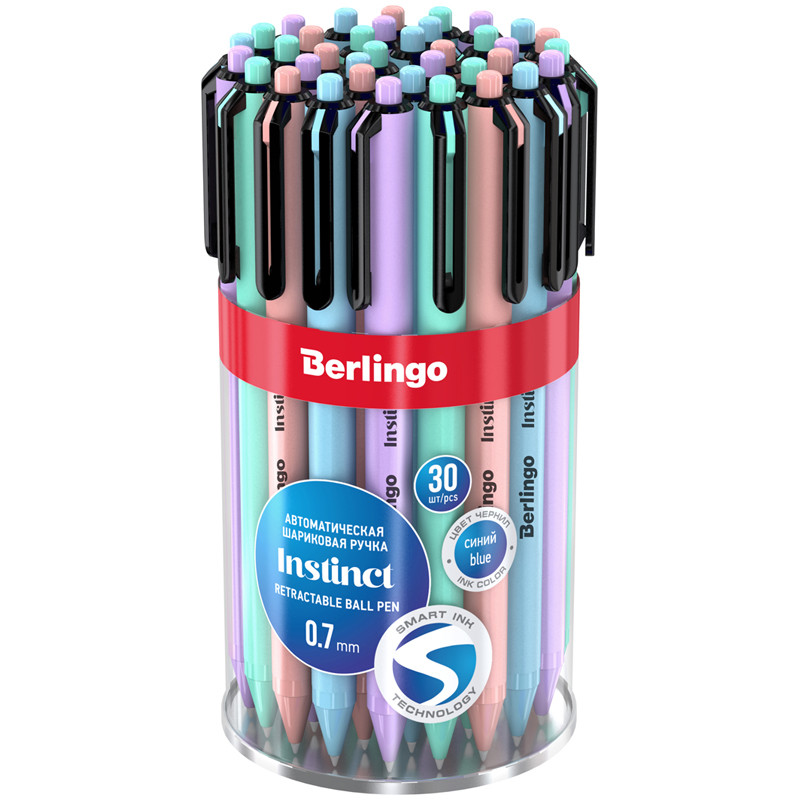 Ручка шариковая автоматическая Berlingo "Instinct", 0,7мм, синяя, корпус ассорти - фото 2 - id-p94907642