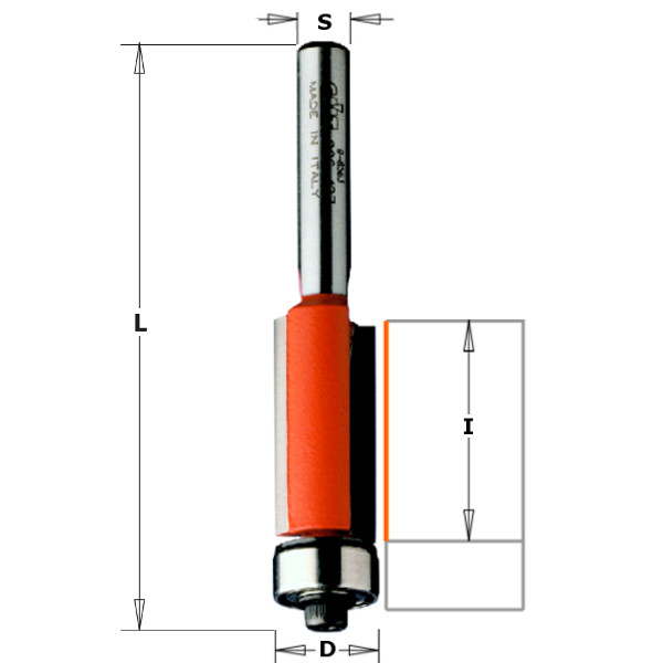 Фреза обгонная CMT с нижним подшипником S=8 D=12,7x25,4