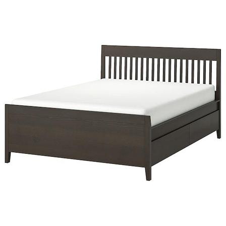 Кровать с ящиками ИДАНЭС темно-коричневый Лурой 160x200 см ИКЕА, IKEA, фото 2