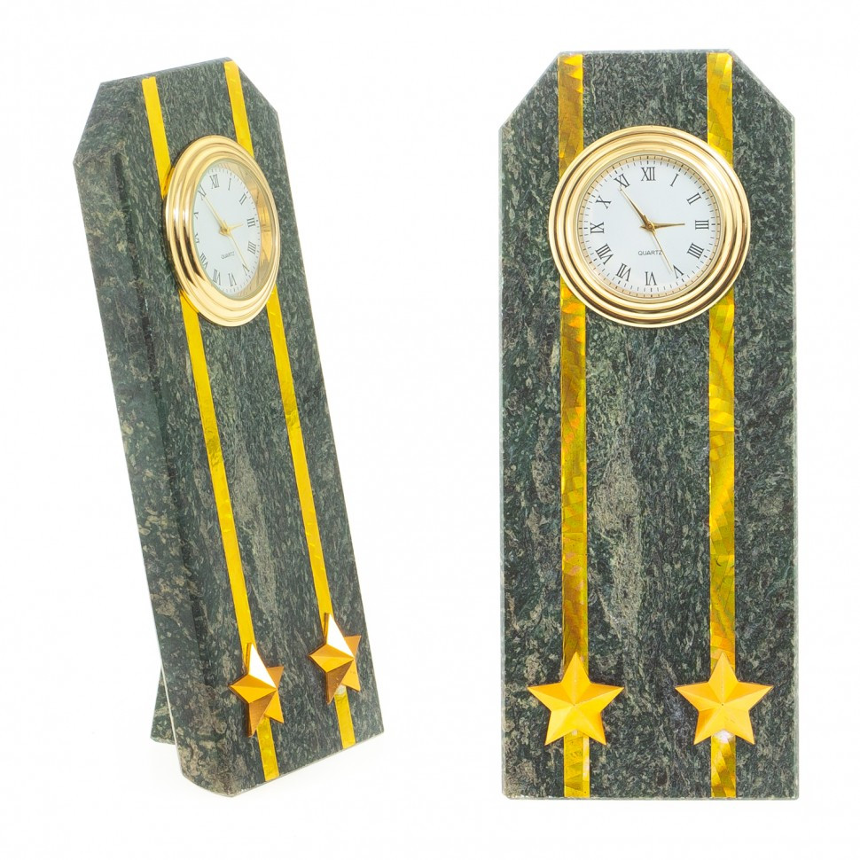 Сувенирные часы "Погон подполковник таможни" камень змеевик - оригинальный подарок таможеннику - фото 1 - id-p94942830