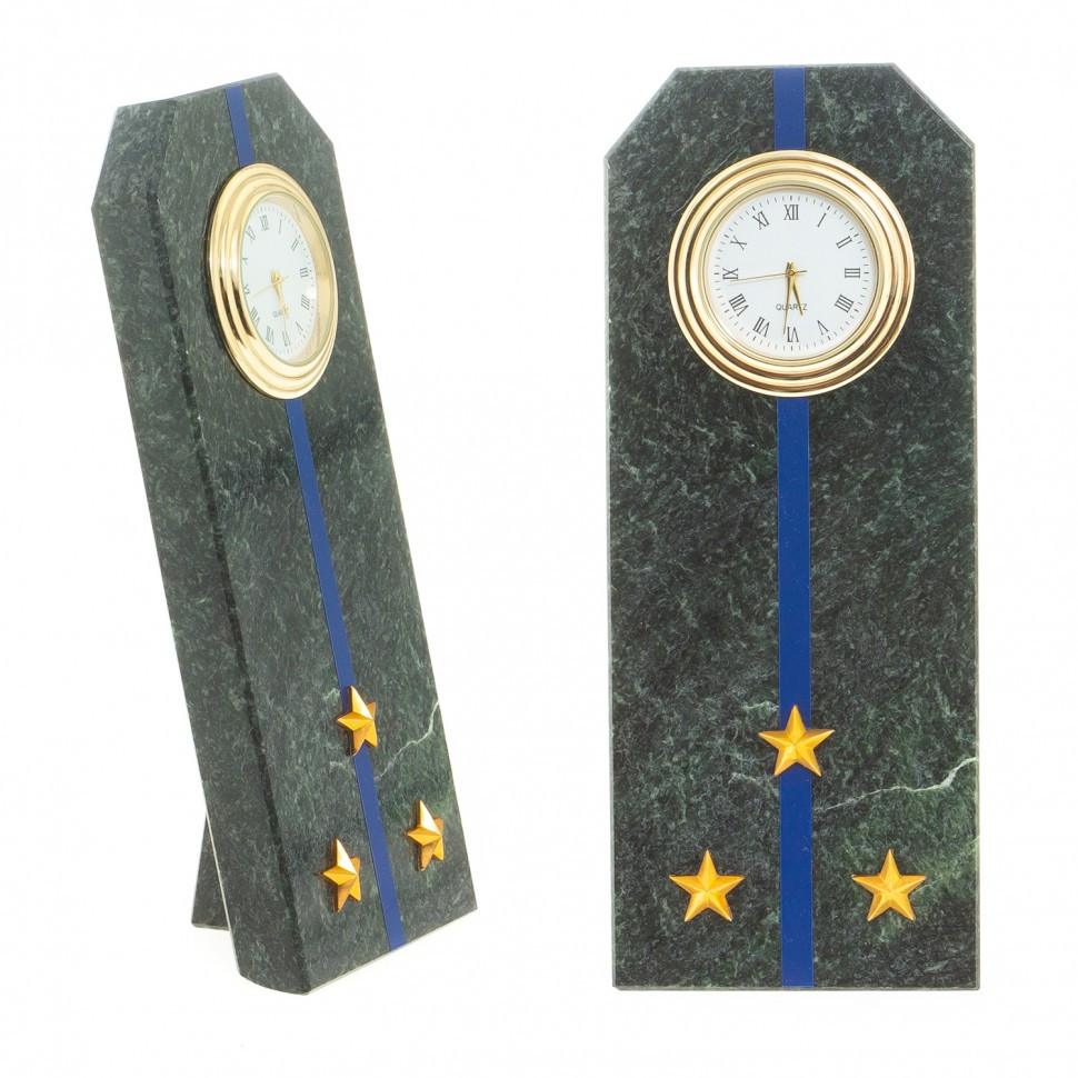 Подарочные часы "Погон старший лейтенант ФСБ, ФСО" камень змеевик - фото 1 - id-p94942833