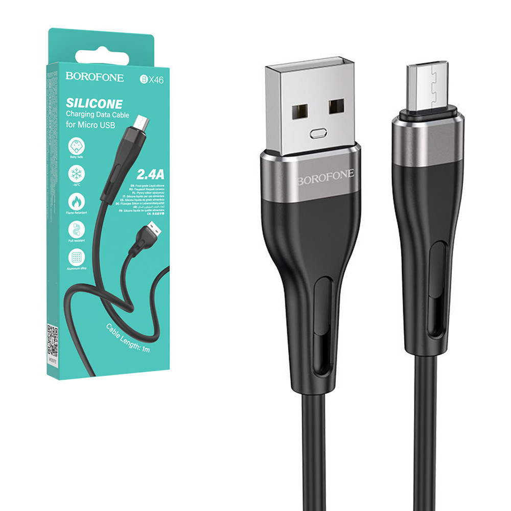 Кабель Micro USB Borofone BX46, 2.4A, 1m, Black