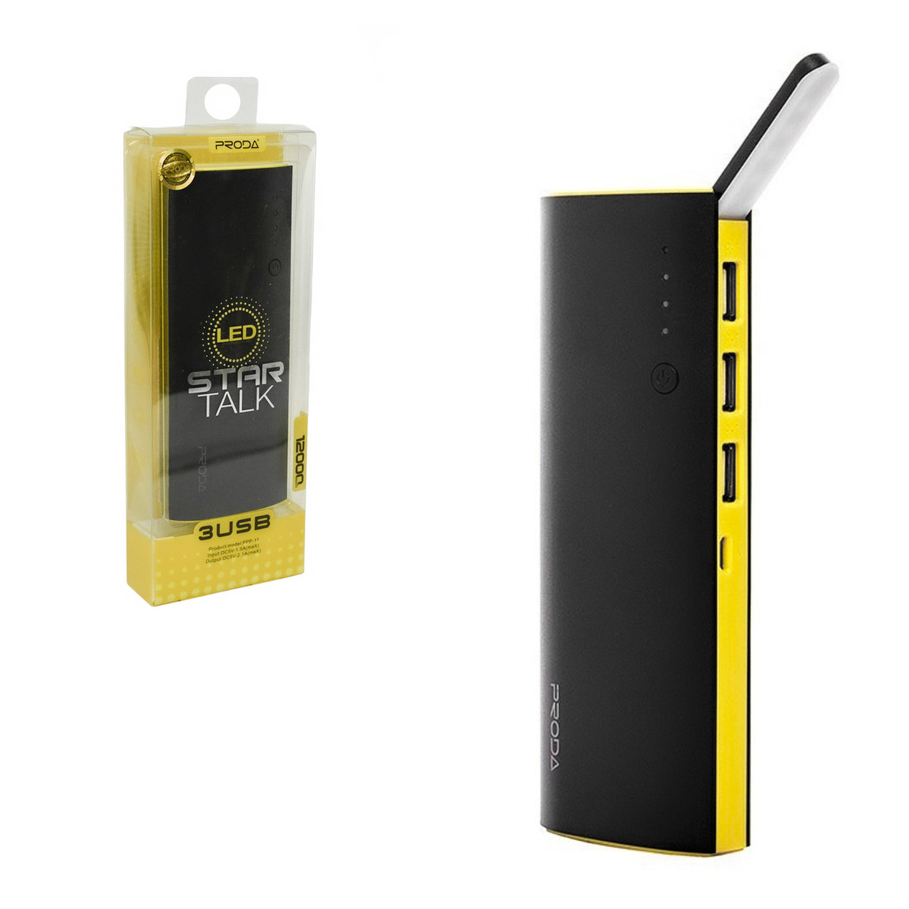 Power bank Proda Time PPP-11 12000mAh Star Talk 3xUSB 20A-2.1A Black