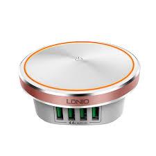 Сетевое зарядное устройство Ldnio A4406 4XUSB 4.4A + Led Press Lamp White/Rose