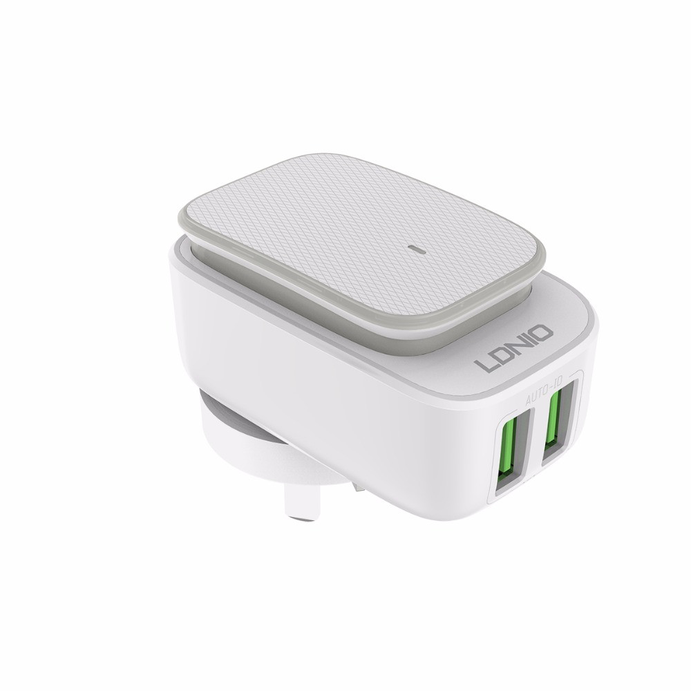 Сетевое зарядное устройство Ldnio A2205 2XUSB 2.4A с кабелем Micro USB + Led Touch Lamp White/Rose