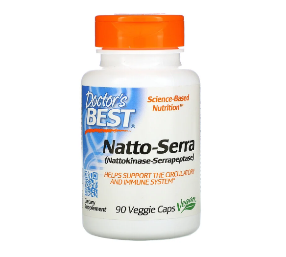 Doctor's Best, Natto-Serra, 90 капсул в растительной оболочке