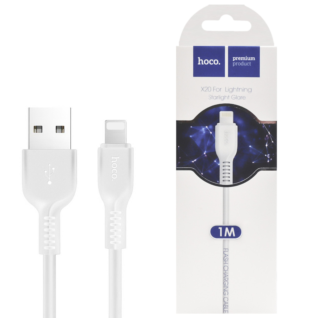 Кабель Apple lightning Hoco X20 Flash 1.0m White