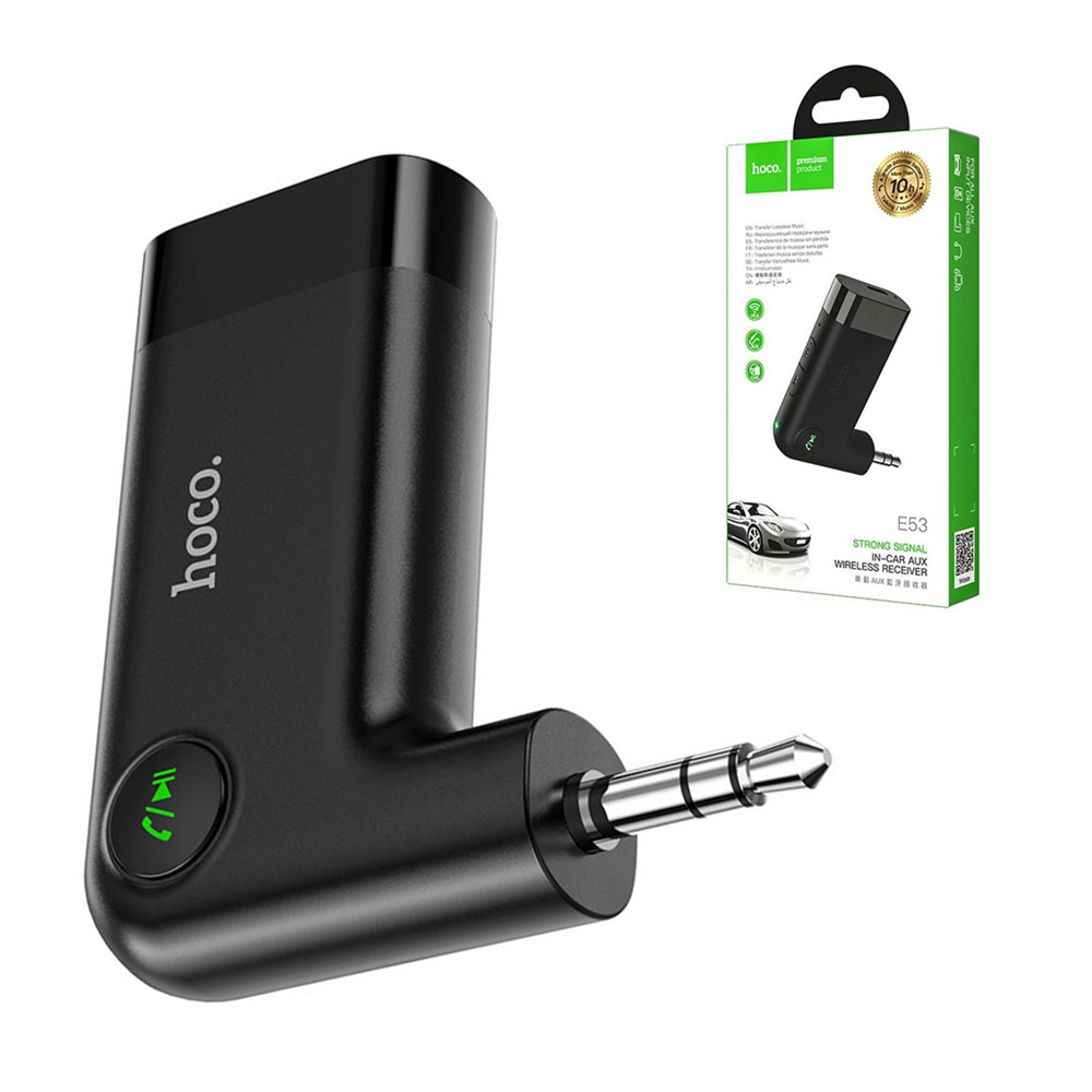 Автомобильный Aux-Bluetooth адаптер Hoco E53, Black