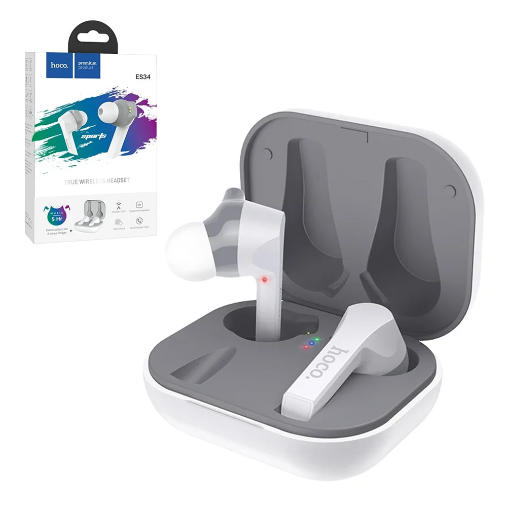 Bluetooth гарнитура Hoco ES34 True Wireless Sports, White