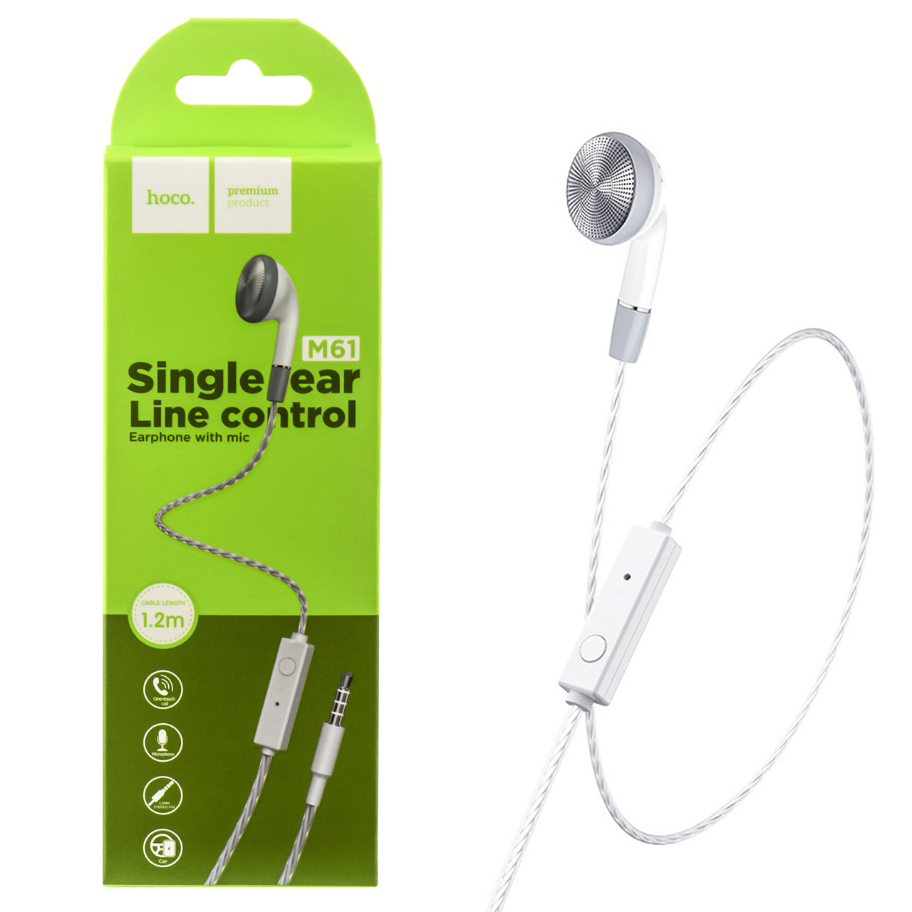 Гарнитура Hoco M61 Single Ear Line Control, White