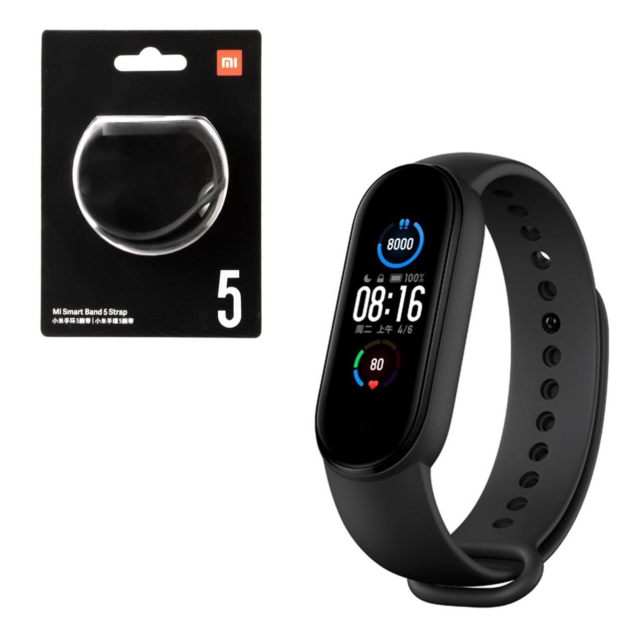 Ремешок для смарт-браслетов Xiaomi Mi Band 5/Mi Band 6 Original, Black