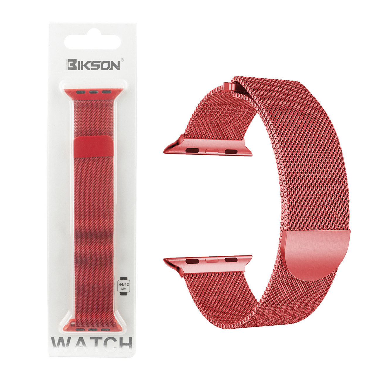 Ремешок For Apple Watch 42mm/44mm Bikson Magnetic Milanese Loop, Red - фото 1 - id-p94939381