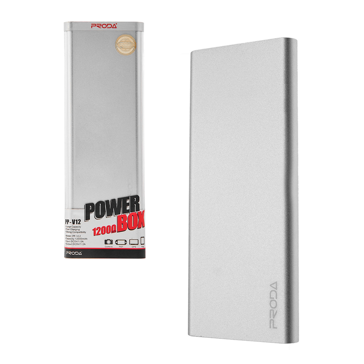 Power bank Proda PP-V12 12000mAh Power Box Silver - фото 1 - id-p94941316