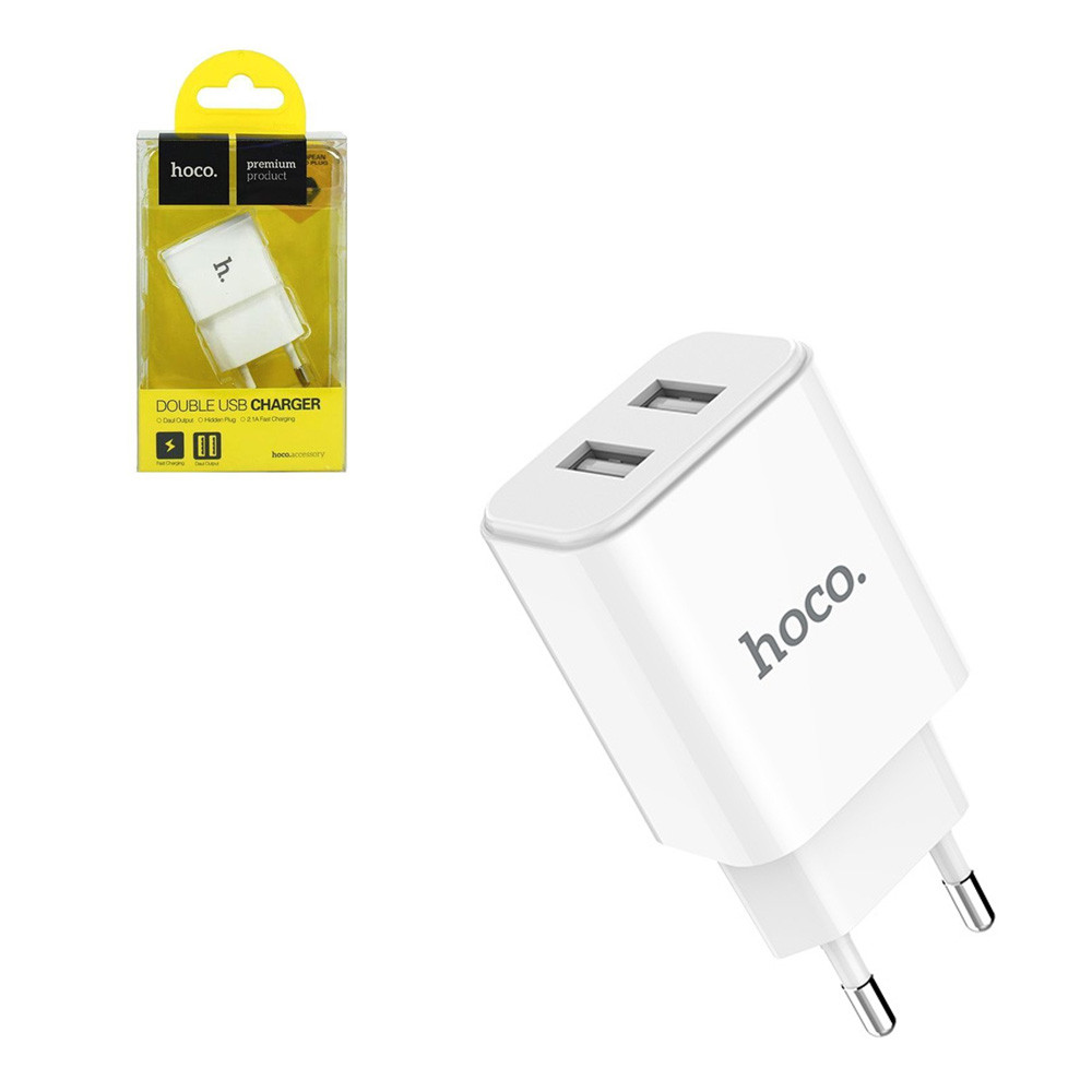Сетевое зарядное устройство Hoco UH202 2XUSB 2.1A White