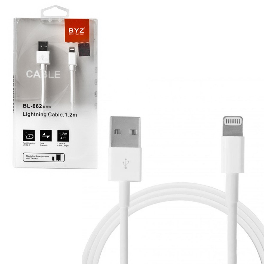 Кабель Apple Lightning BYZ BL-662 Fast Charging USB 2.0 1.2m White