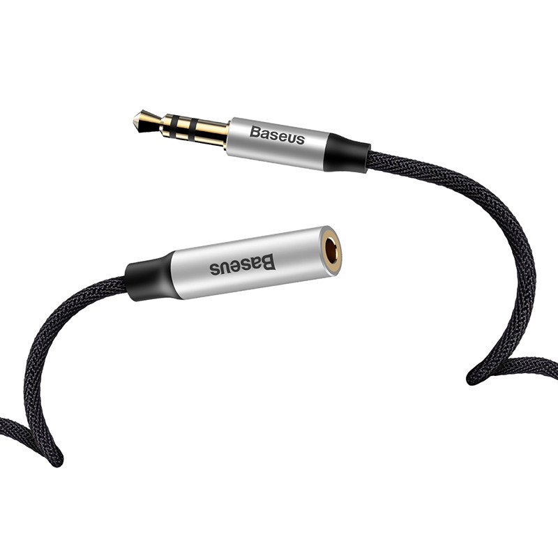 Кабель AUX удлинительный Baseus Yiven Audio Extension cable CAM31-S1 M31 1.5m Black/Silver
